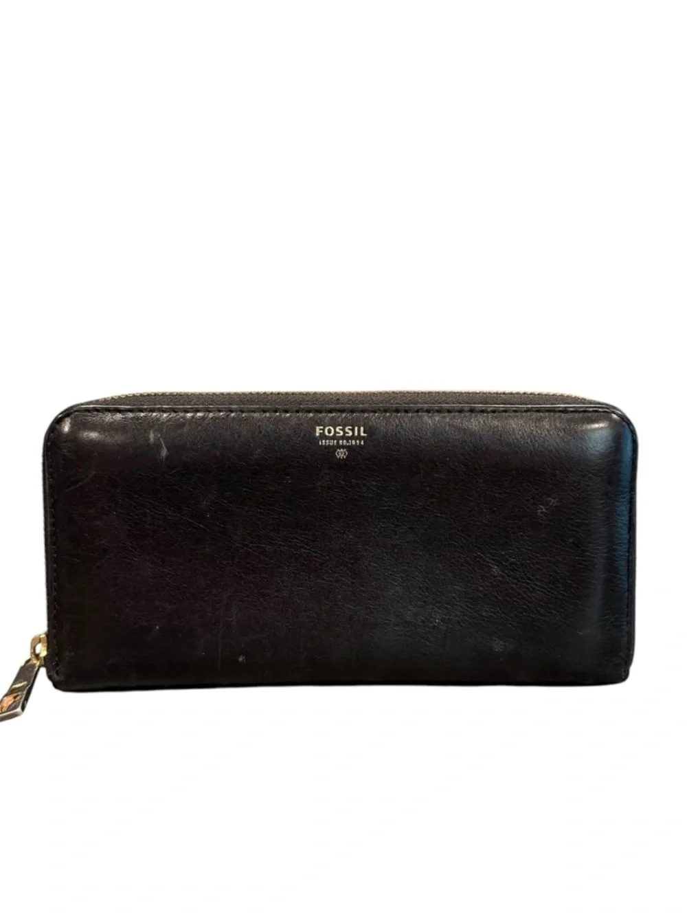 Fossil Zip Around black leather wallet vintage